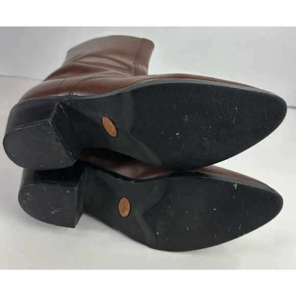 *Flaw Long Haul Mens Leather Cowboy Boots Sz 10M Western Zip Ankle Riding Brown - Picture 13 of 16